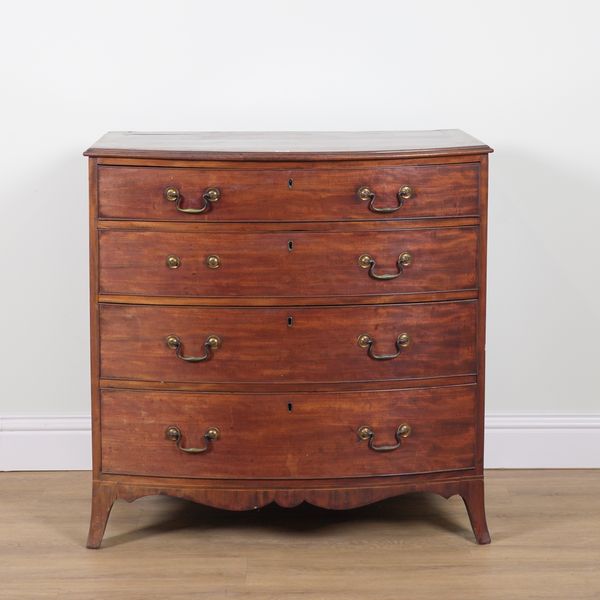 A GEORGE III MAHOGANY BOWFRONT FOUR DRAWER CHEST