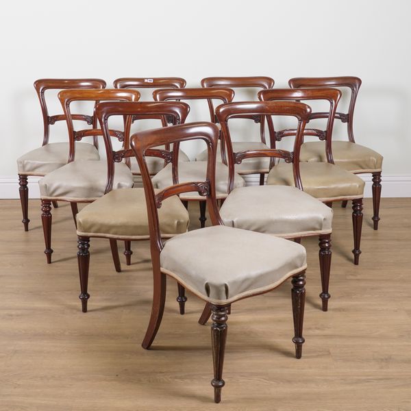 A SET OF TEN VICTORIAN HOOP BACK DINING CHAIRS (10)