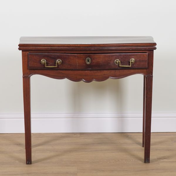 AN 18TH CENTURY HARDWOOD ANGLO CHINESE FOLD OVER CARD TABLE