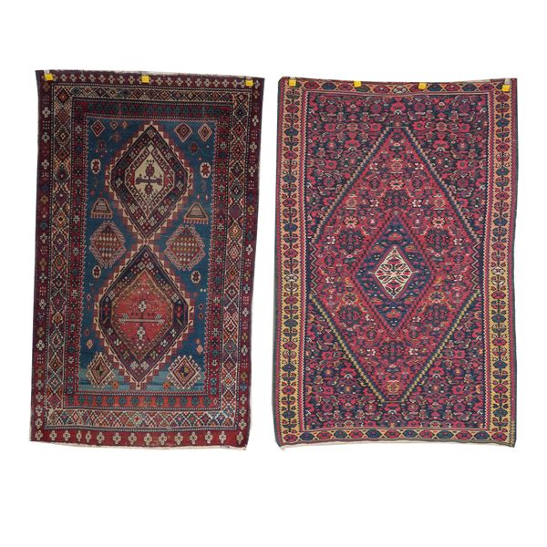 A SENNEH GELIM PERSIAN TOGETHER WITH A SHERVAN RUG CAUCASIAN (2)