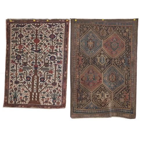 A SOUTH PERSIAN TREE OF LIFE RUG TOGETHER WITH A KHAMSEH RUG, SOUTH PERSIAN (2)