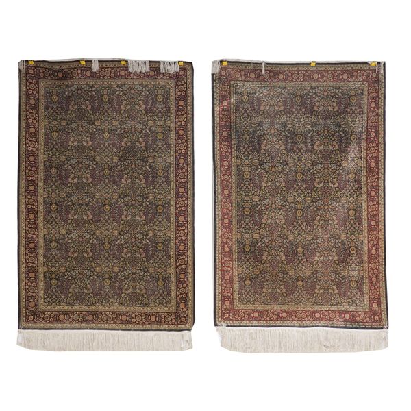 A PAIR OF FINE HEREKE SILK RUGS TURKISH WEST ANATOLIA (2)