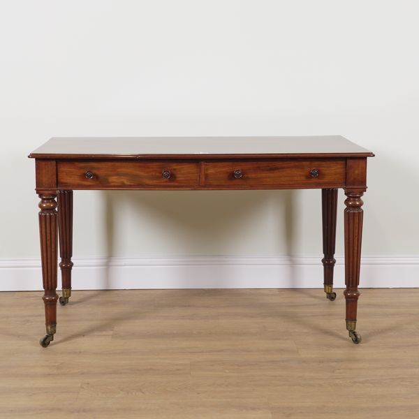 PROBABLY GILLOWS; A MAHOGANY TWO DRAWER SIDE TABLE