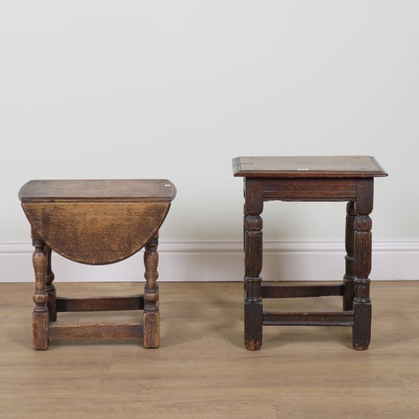 A 17TH CENTURY OAK JOINT STOOL (2)