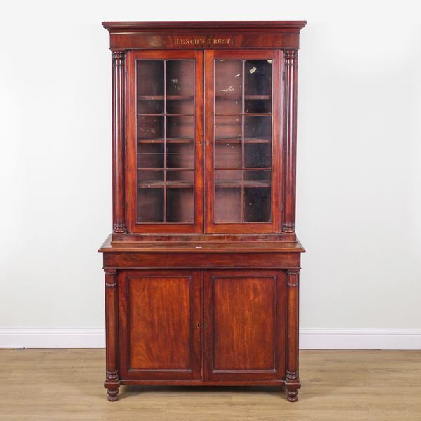 A VICTORIAN MAHOGANY GLAZED BOOKCASE CABINET