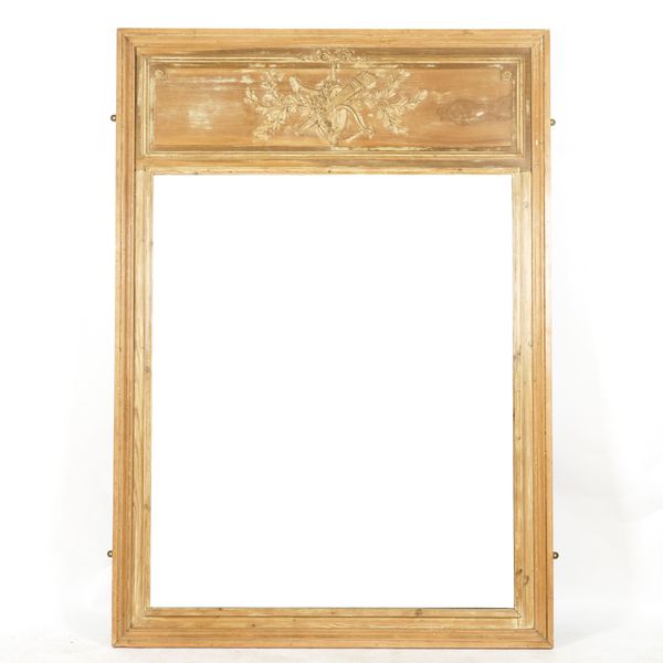 A 19TH CENTURY FRENCH WALNUT FRAMED TRUMEAU MIRROR