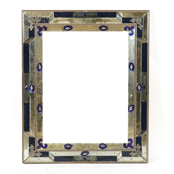 A 20TH CENTURY VENETIAN STYLE RECTANGULAR CUSHION FRAMED WALL MIRROR