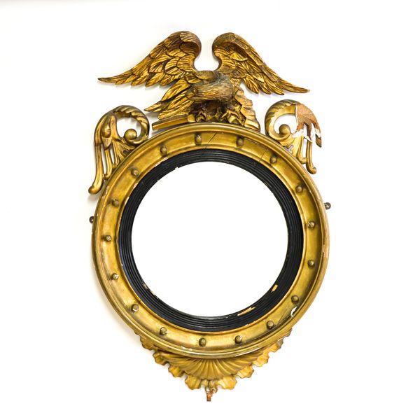 A GEORGE III GILT FRAMED CONVEX MIRROR