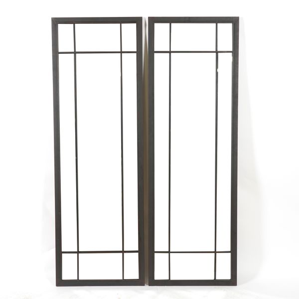 A PAIR OF METAL FRAMED RECTANGULAR MARGINAL WALL MIRRORS (2)