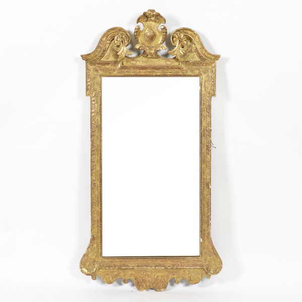 A GEORGE I STYLE GILT FRAMED PIER MIRROR