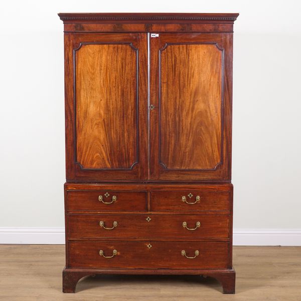 A GEORGE III MAHOGANY LINEN  PRESS