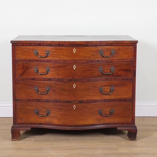 A GEORGE III  MAHOGANY SERPENTINE FOUR DRAWER CHEST