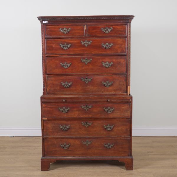 A GEORGE III MAHOGANY CHEST ON CHEST