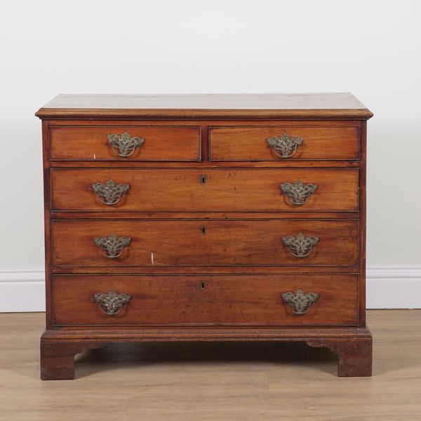 AN 18TH CENTURY MAHOGANY FIVE DRAWER CHEST