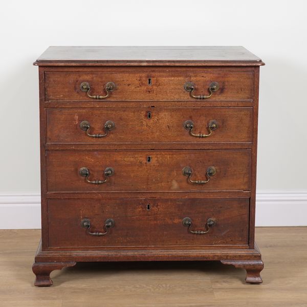 A GEORGE II MAHOGANY FOUR DRAWER CHEST