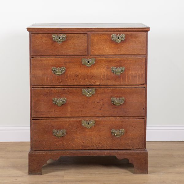 A LATE 18TH CENTURY OAK FIVE DRAWER CHEST