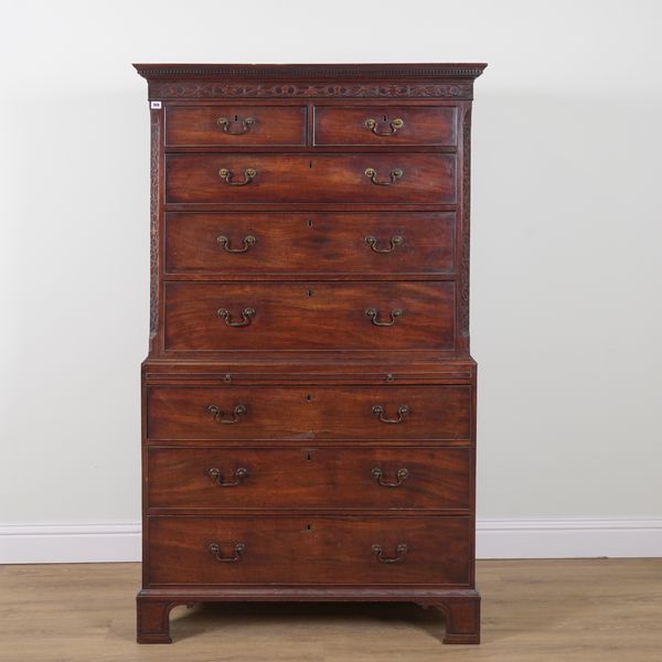 A GEORGE III MAHOGANY CHEST ON CHEST