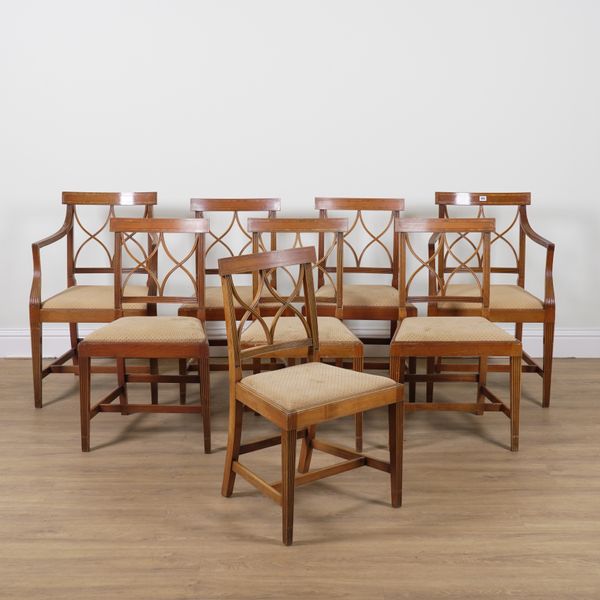 MINES OF DOWNLEY; A SET OF EIGHT REGENCY STYLE X-FRAME BACK DINING CHAIRS (8)