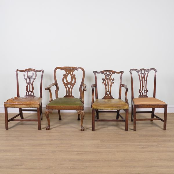 A GROUP OF FOUR 18TH CENTURY MAHOGANY DINING CHAIRS (4)