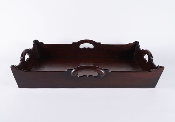 AN 18TH CENTURY MAHOGANY GALLERIED TRAY