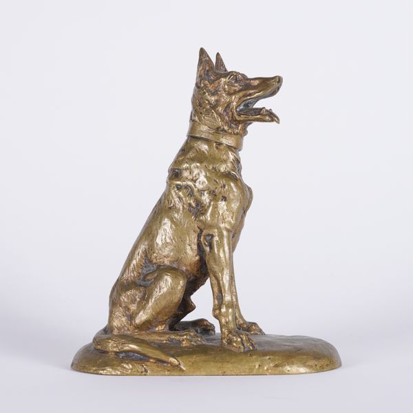 A BRONZE MODEL OF A GERMAN SHEPHERD DOG (2)