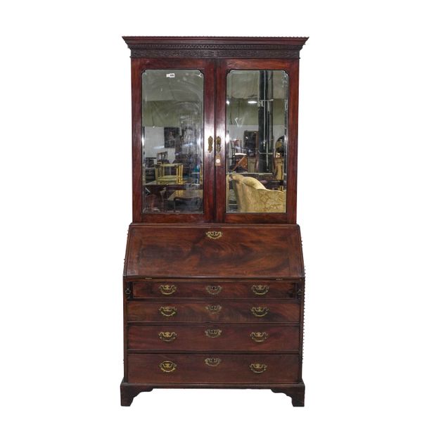 A MID 18TH CENTURY MAHOGANY BUREAU CABINET