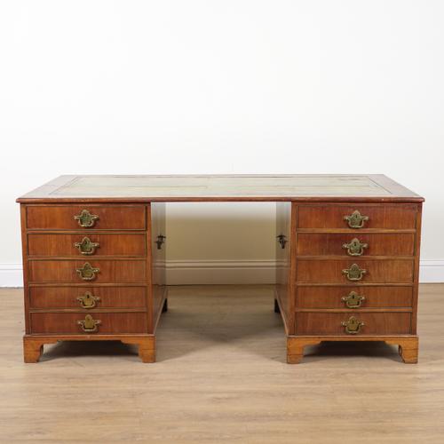 AN 18TH CENTURY AND LATER MAHOGANY PEDESTAL DESK