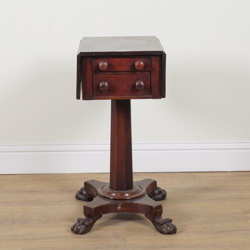 AN EARLY 19TH CENTURY MAHOGANY DROP FLAP SEWING TABLE (2)