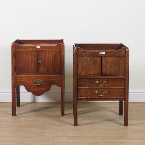 A MID 18TH CENTURY MAHOGANY TRAY TOP NIGHT COMMODE (2)