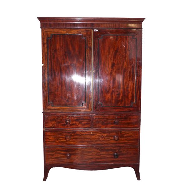 A GEORGE III MAHOGANY LINEN PRESS