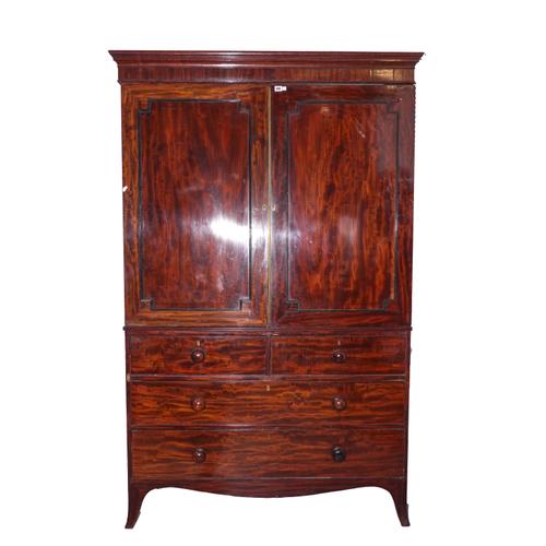 A GEORGE III MAHOGANY LINEN PRESS