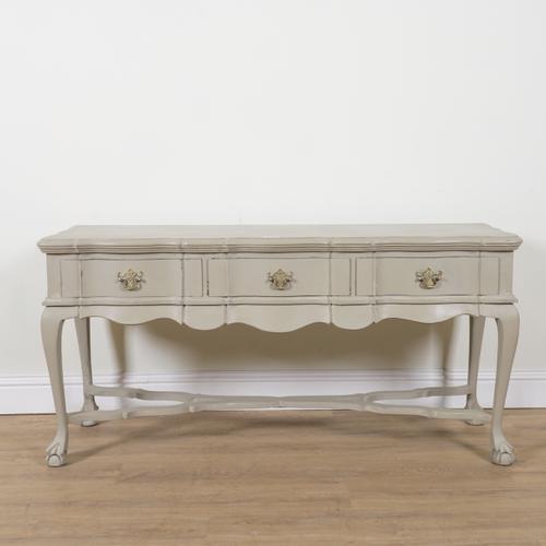 A 17TH CENTURY STYLE GREY PAINTED SIDE TABLE