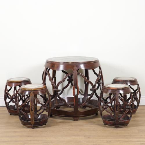 A 20TH CENTURY CHINESE HARDWOOD DRUM TABLE (5)