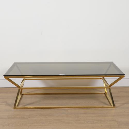 A 20TH CENTURY SHADED GLASS RECTANGULAR COFFEE TABLE