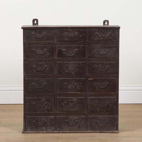 A LATE 19TH CENTURY OAK WALL HANGING SPICE CHEST