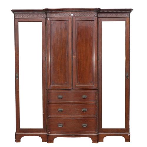 AN 18TH CENTURY STYLE MAHOGANY COMPACTUM TRIPLE WARDROBE