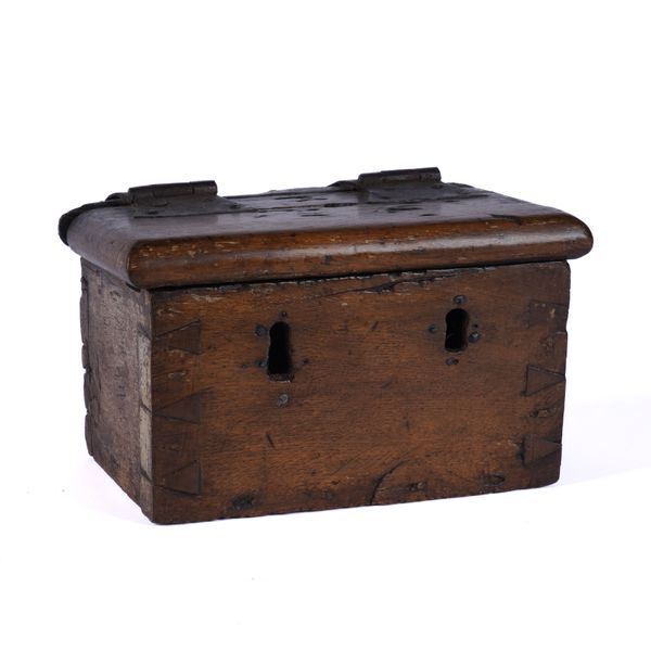 AN OAK OFFERTORY BOX