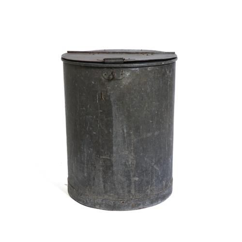 A CYLINDRICAL METAL HINGED TOP GRAIN BUCKET