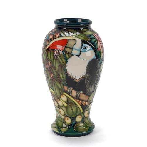 A MOORCROFT LIMITED EDITION 'CHAPADA TOUCAN' PATTERN VASE (2)