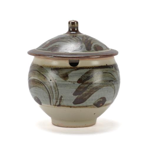 BERNARD LEACH (1887-1979) A STUDIO POTTERY STONEWARE MARMALADE POT AND COVER (2)