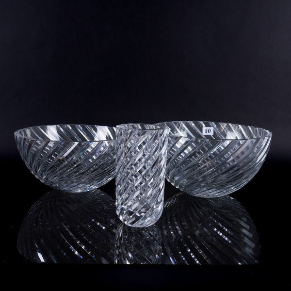 JANS JOHANNSON (1942-2018) FOR ORREFORS TWO LARGE CRYSTAL BOWLS (3)