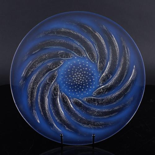 A LALIQUE 'POISSONS' OPALESCENT GLASS LARGE PLATE