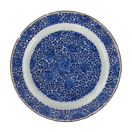 A DUTCH DELFT BLUE AND WHITE CHARGER