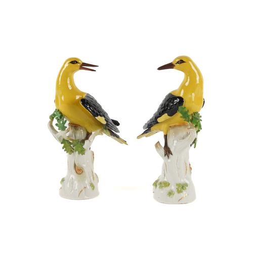 A PAIR OF MEISSEN MODELS OF GOLDEN ORIOLES (2)