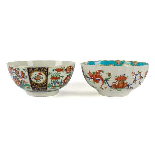 TWO WORCESTER PORCELAIN POLYCHROME SLOP BOWLS (2)