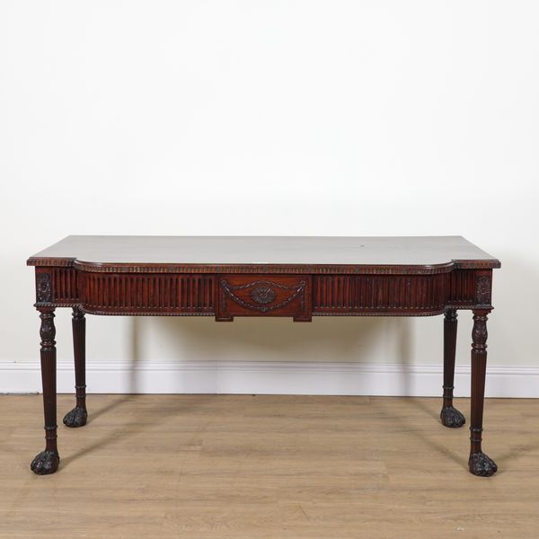 A GEORGE III STYLE MAHOGANY BREAK-BOWFRONT SERVING TABLE