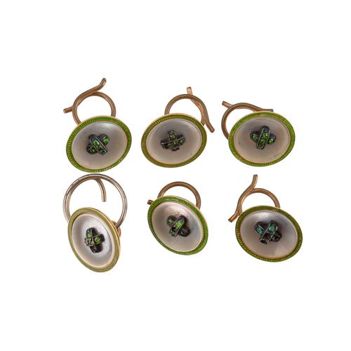 A SET OF SIX FRENCH GOLD MOUNTED BUTTONS