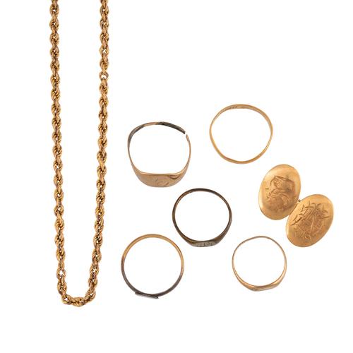 A GROUP OF GOLD JEWELLERY (7)