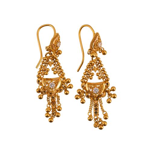A PAIR OF GOLD DROP EARRINGS
