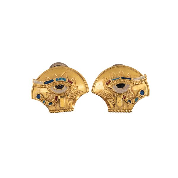 A PAIR OF EYE OF HORUS EARRINGS